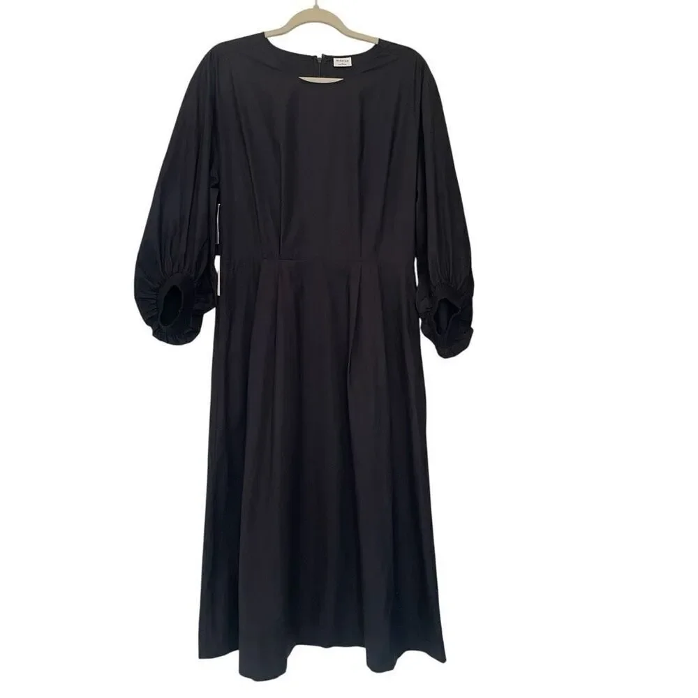 New Aritzia Babaton Brighton Black Poplin Midi Dress Women’s Size Medium 8 10